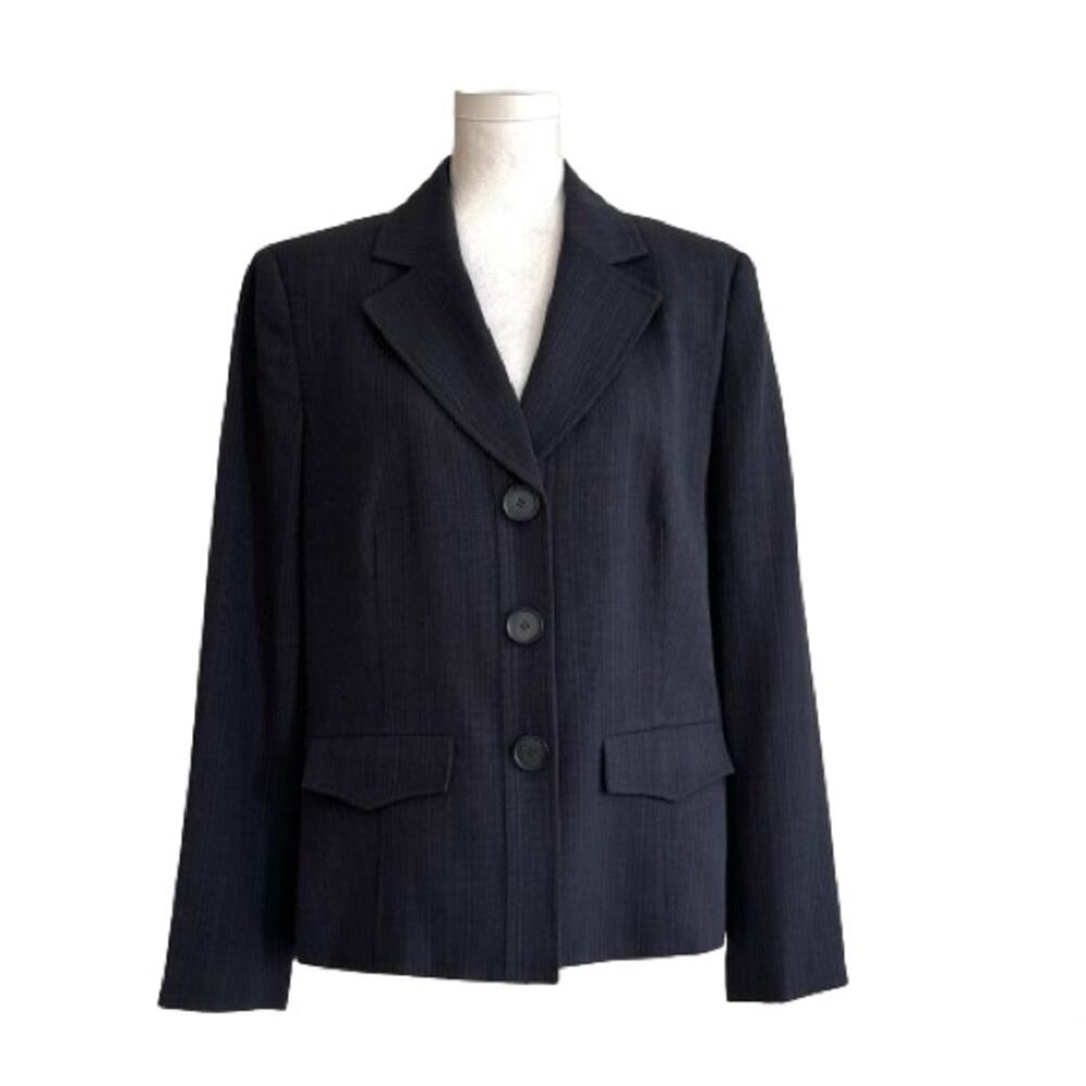 Evan Picone Blazer Navy Pinstripe Three Button Front Career Blazer Size 14 NEW